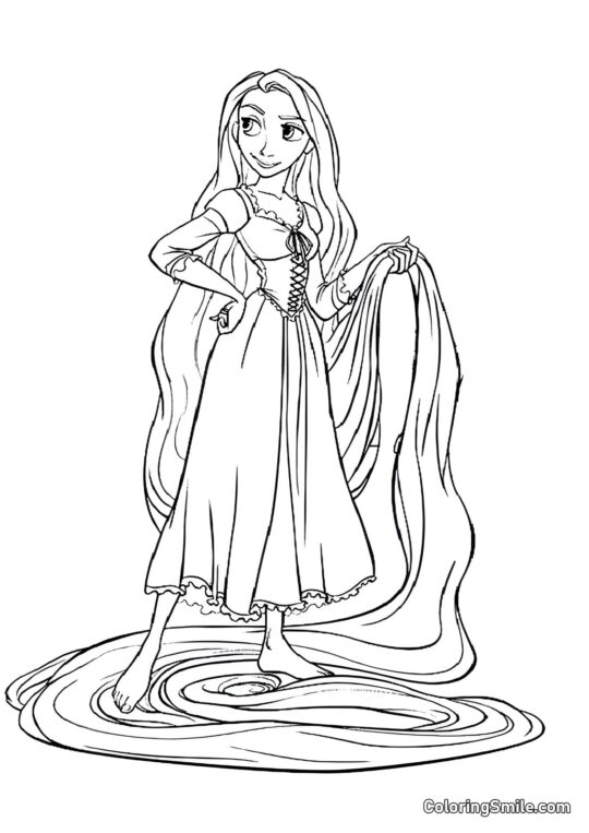 Raiponce souriante - Page de Coloriage