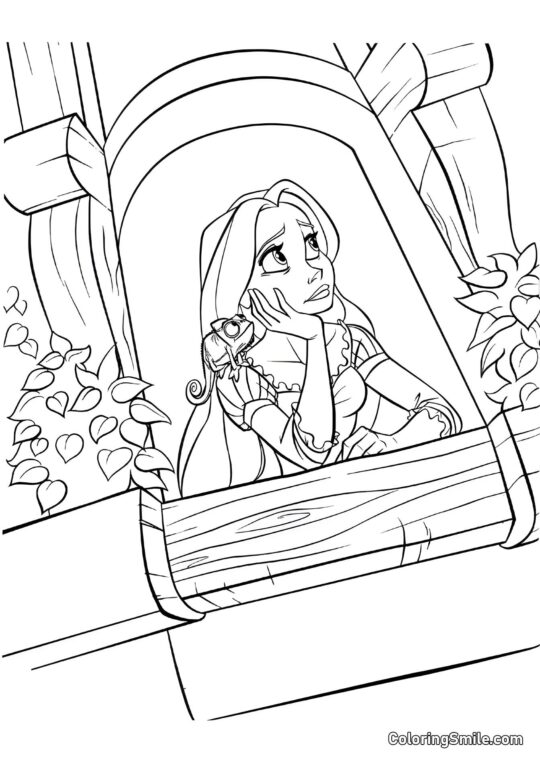 Raiponce dans la tour - Page de Coloriage