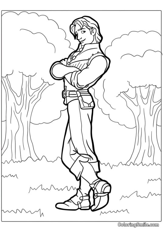 Eugène attendant Raiponce - Page de Coloriage