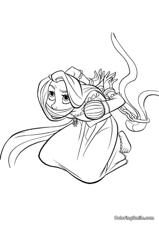 Raiponce attachée - Page de Coloriage