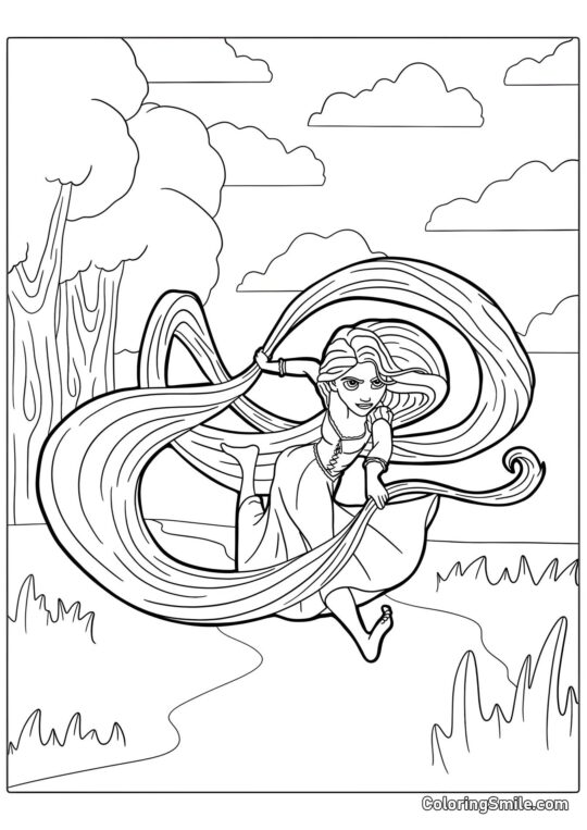 Raiponce et ses longs cheveux - Page de Coloriage
