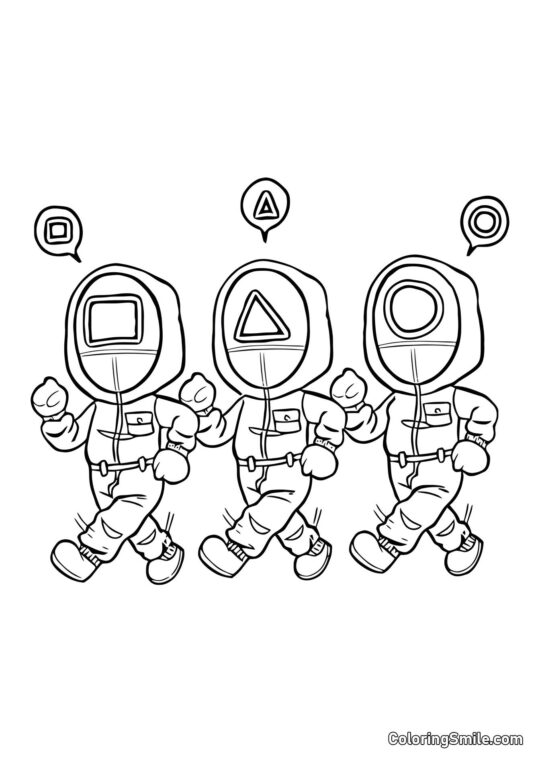 Travailleurs joyeux de Squid Game - Page de Coloriage