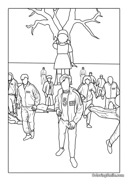 Rouge lumière, vert lumière (Premier Squid Game) - Page de Coloriage