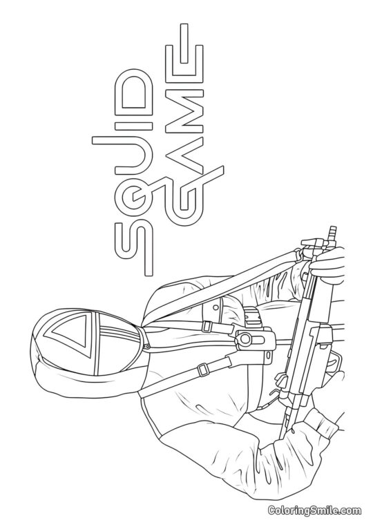 Soldat avec arme de Squid Game - Page de Coloriage