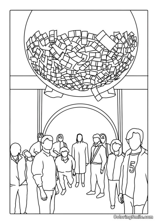 Boule d&rsquo;argent de Squid Game - Page de Coloriage