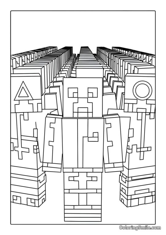 Minecraft à Squid Game - Page de Coloriage