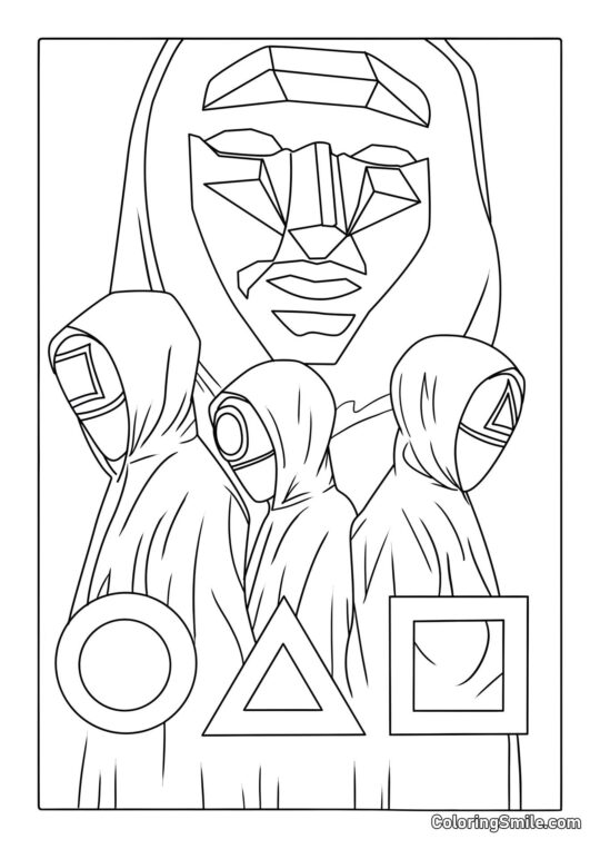Hôte et travailleurs de Squid Game - Page de Coloriage