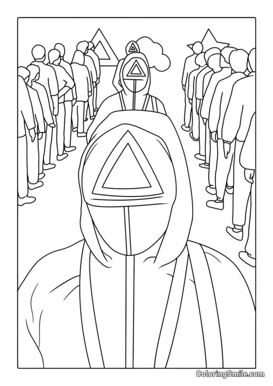 Joueurs et gardes de Squid Game - Page de Coloriage