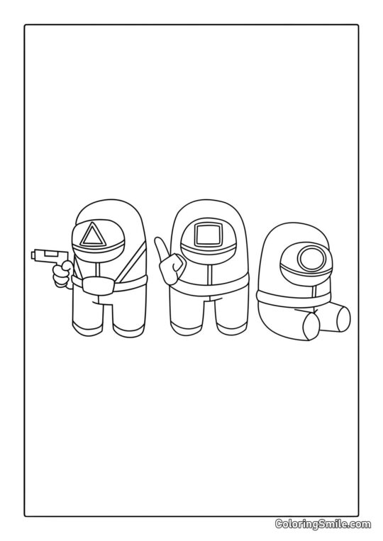 Gardiens de Squid Game en style Among Us - Page de Coloriage