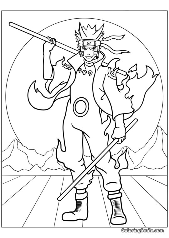 Naruto en Mode Chakra de Kurama - Page de Coloriage