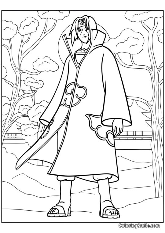 Uchiha Itachi dans le Manteau Akatsuki - Page de Coloriage