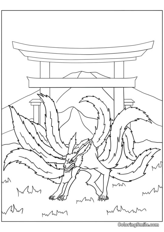 Kurama avec Neuf Queues - Page de Coloriage