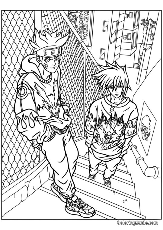Naruto et Sasuke - Page de Coloriage