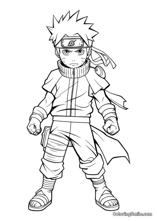Naruto en Position de Combat - Page de Coloriage