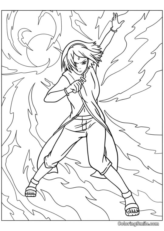 Sakura Haruno Utilisant son Pouvoir - Page de Coloriage