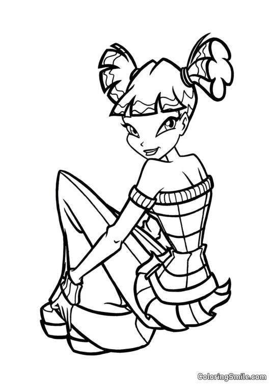 Winx Musa Assise sur le Sol - Page de Coloriage