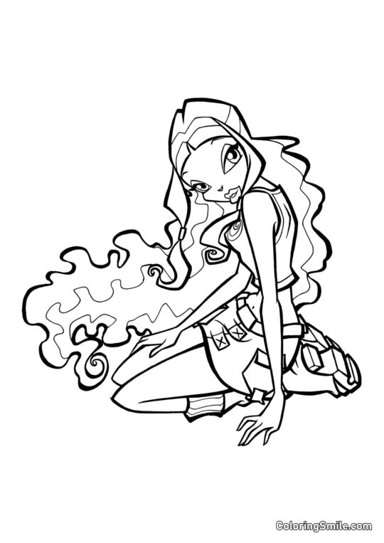 Layla Assise sur le Sol - Page de Coloriage