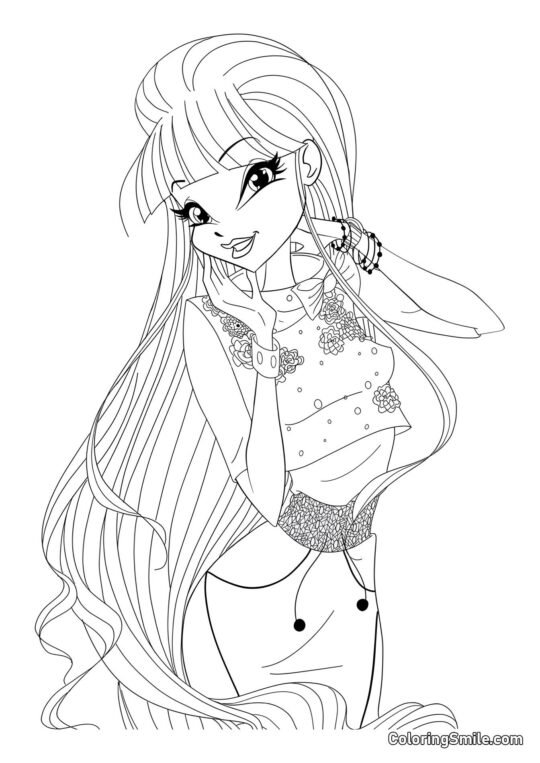 Winx Musa dans une Robe Élégante - Page de Coloriage