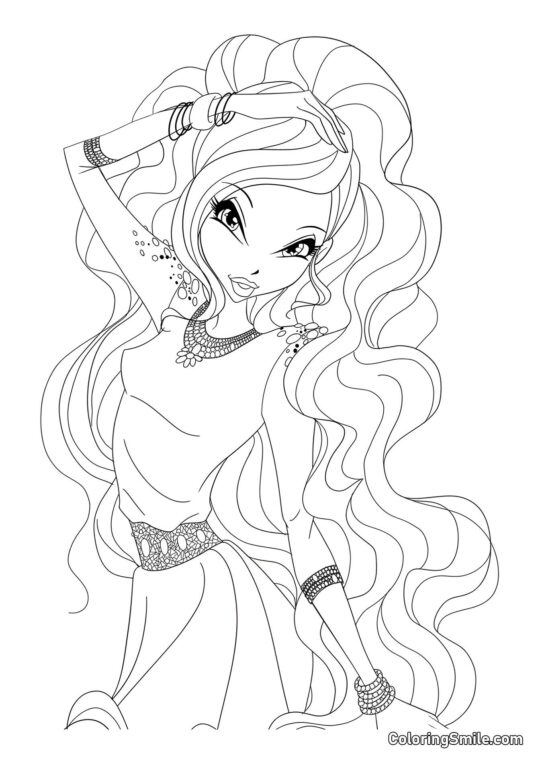 Winx Layla dans une Robe Élégante - Page de Coloriage