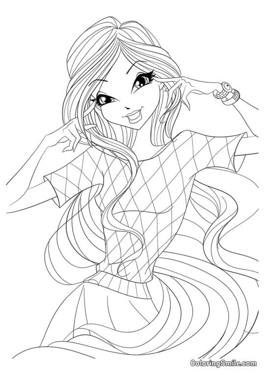 Winx Bloom dans une Robe Élégante - Page de Coloriage
