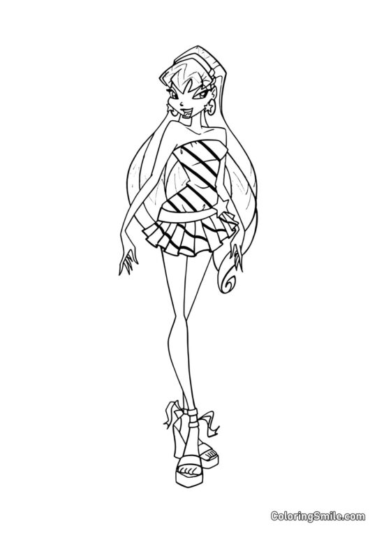 Stella dans une Petite Robe - Page de Coloriage