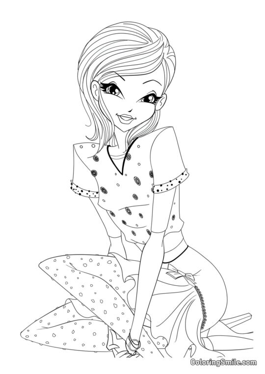 Winx Tecna dans une Robe Élégante - Page de Coloriage