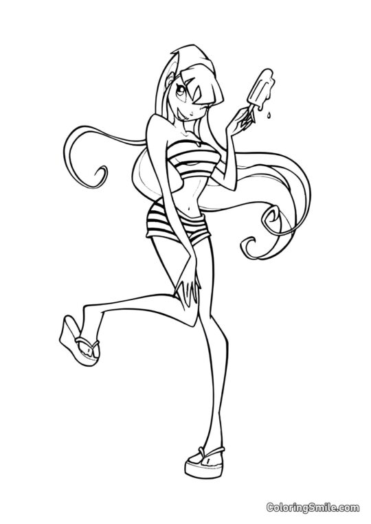 Stella avec une Glace - Page de Coloriage