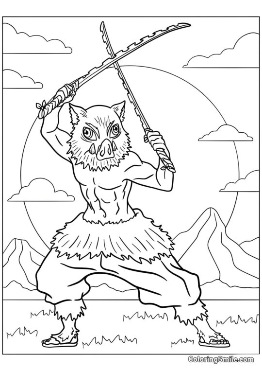 Demon Slayer Inosuke Hashibira - Page de Coloriage