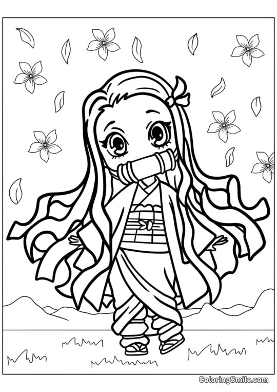 Nezuko Kamado mignonne - Page de Coloriage
