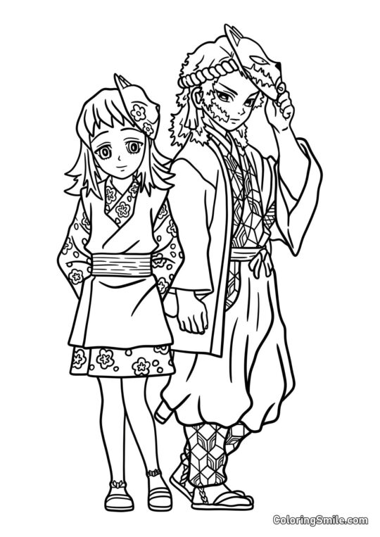 Makomo et Sabito - Page de Coloriage