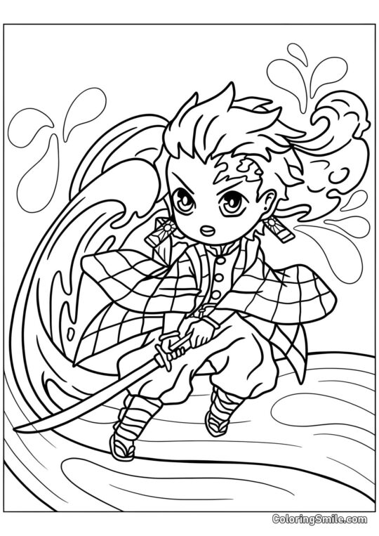Tanjiro mignon - Page de Coloriage