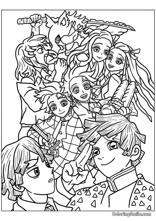 Demon Slayer : Fleur de Bonheur - Page de Coloriage