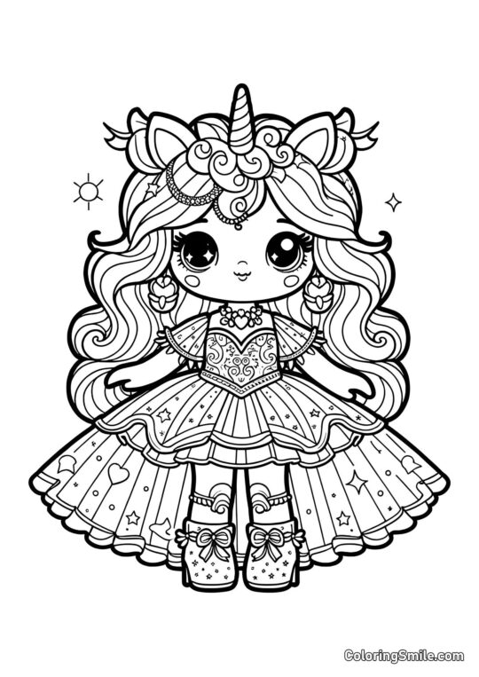 Poupée licorne Poupée licorne - Page de Coloriage