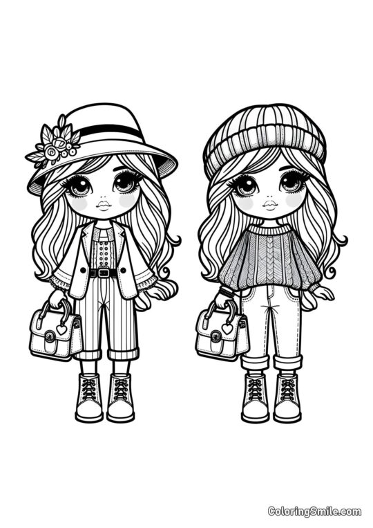 Poupées sœurs Poupées sœurs - Page de Coloriage