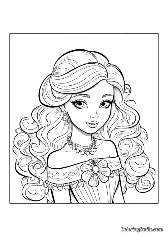 Jolie poupée avec de beaux cheveux Jolie poupée avec de beaux cheveux - Page de Coloriage