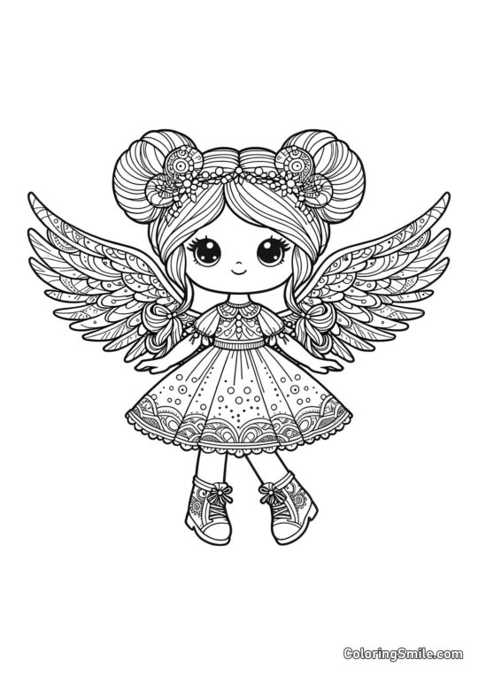 Poupée avec des ailes Poupée avec des ailes - Page de Coloriage