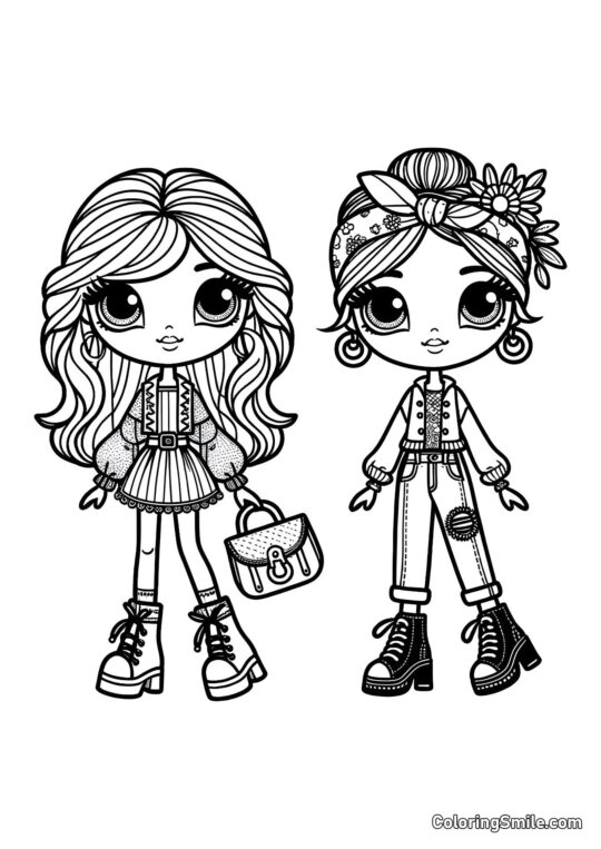 Amies poupées à la mode Amies poupées à la mode - Page de Coloriage
