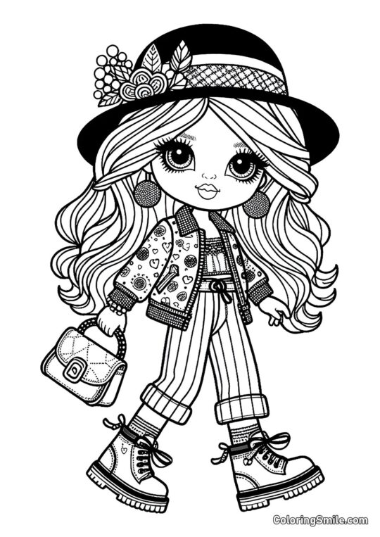 Poupée en costume à la mode Poupée en costume à la mode - Page de Coloriage