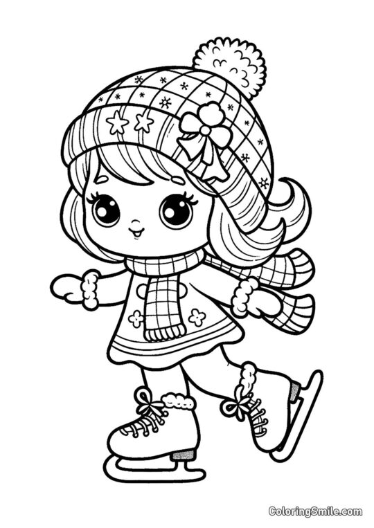 Poupée sur patins Poupée sur patins - Page de Coloriage