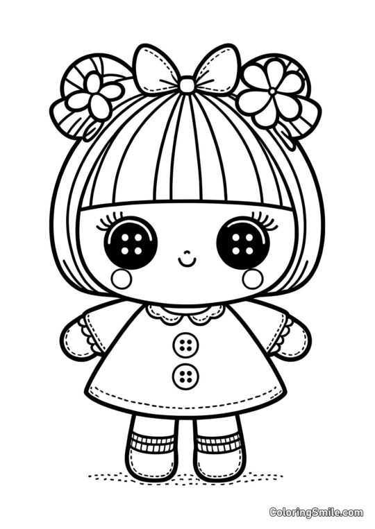 Poupée avec des yeux en bouton Poupée avec des yeux en bouton - Page de Coloriage