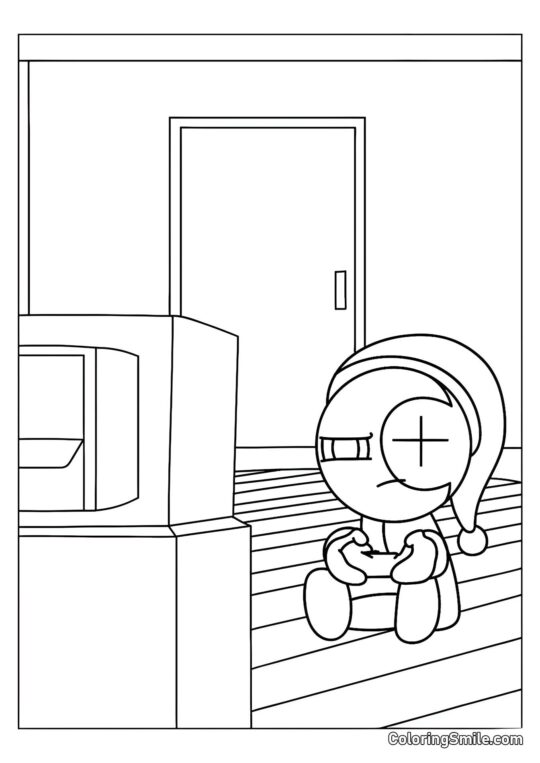 Astro jouant à la console - Page de Coloriage