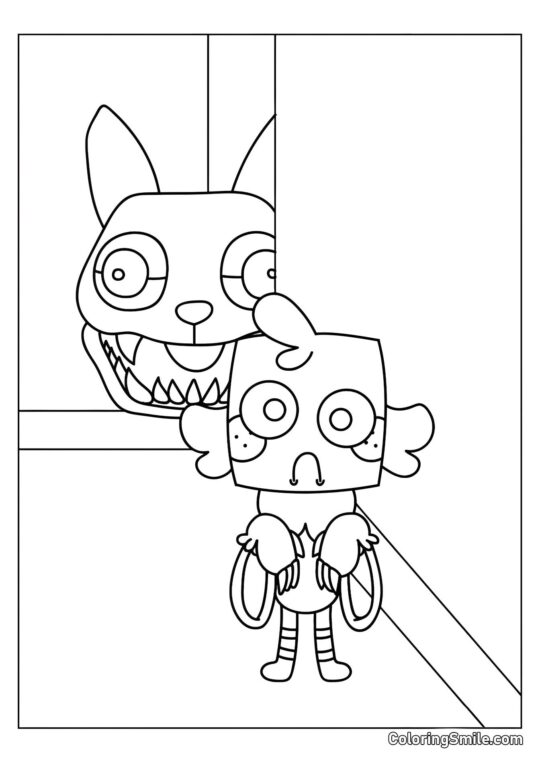 Gub et Chien Maléfique - Page de Coloriage