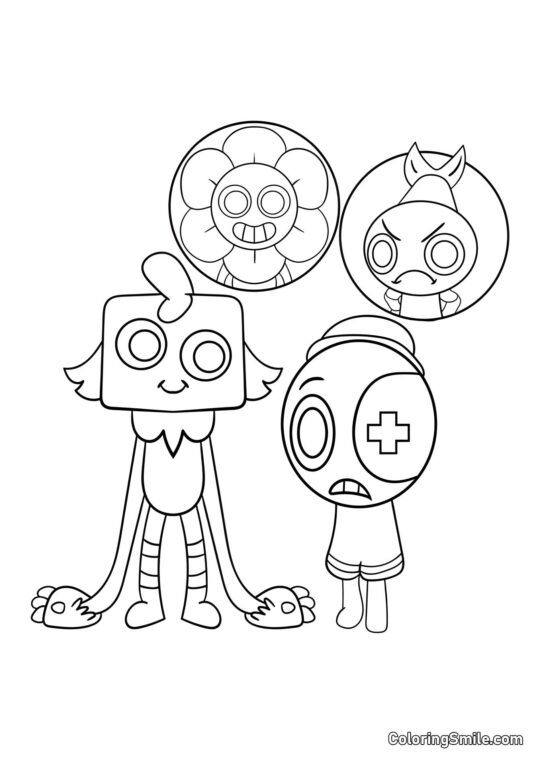 Gub, Astro, Dendy et Shrimpo - Page de Coloriage