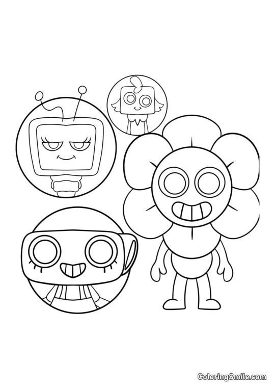 Dendy, Vi, Gub et Shelly - Page de Coloriage