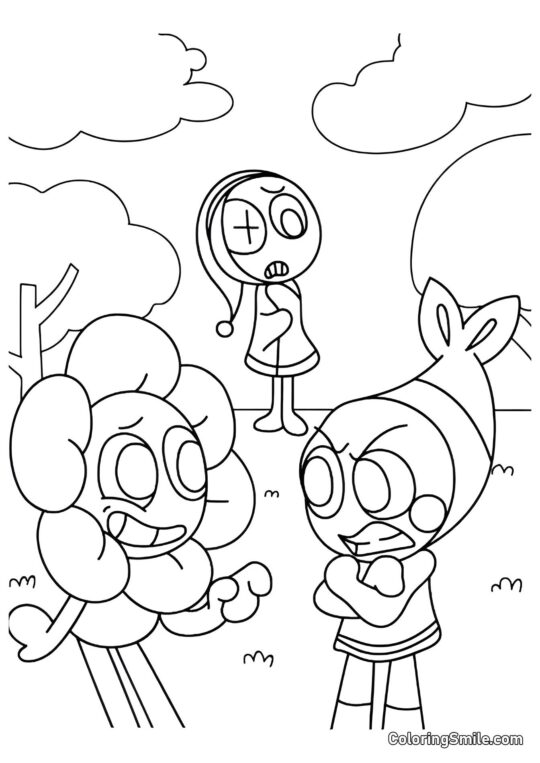 Dendy, Shrimpo et Astro - Page de Coloriage
