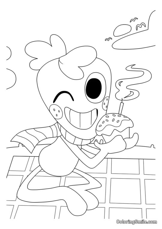 Pousse avec un cupcake - Page de Coloriage