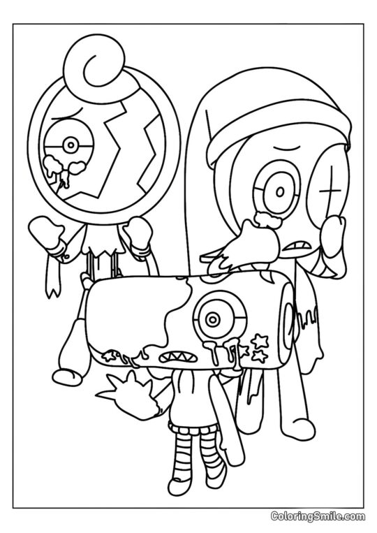 Astro, Cosmo et Glissen Tordus - Page de Coloriage