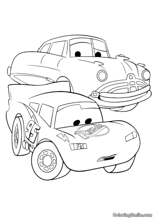 Lightning McQueen et Doc Hudson - Page de Coloriage