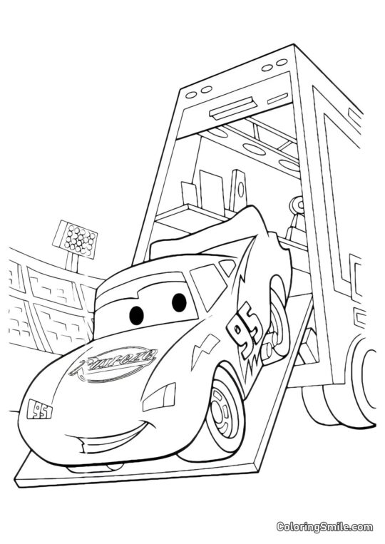 McQueen sort du camion - Page de Coloriage