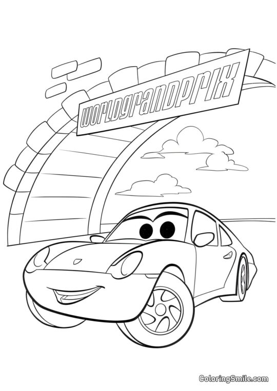 McQueen au Grand Prix - Page de Coloriage